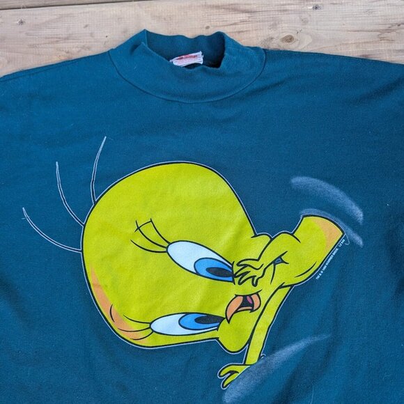 Vintage 1996 Novel Teez Double Sided Tweety Bird Sweater Size Large - Picture 2 of 9